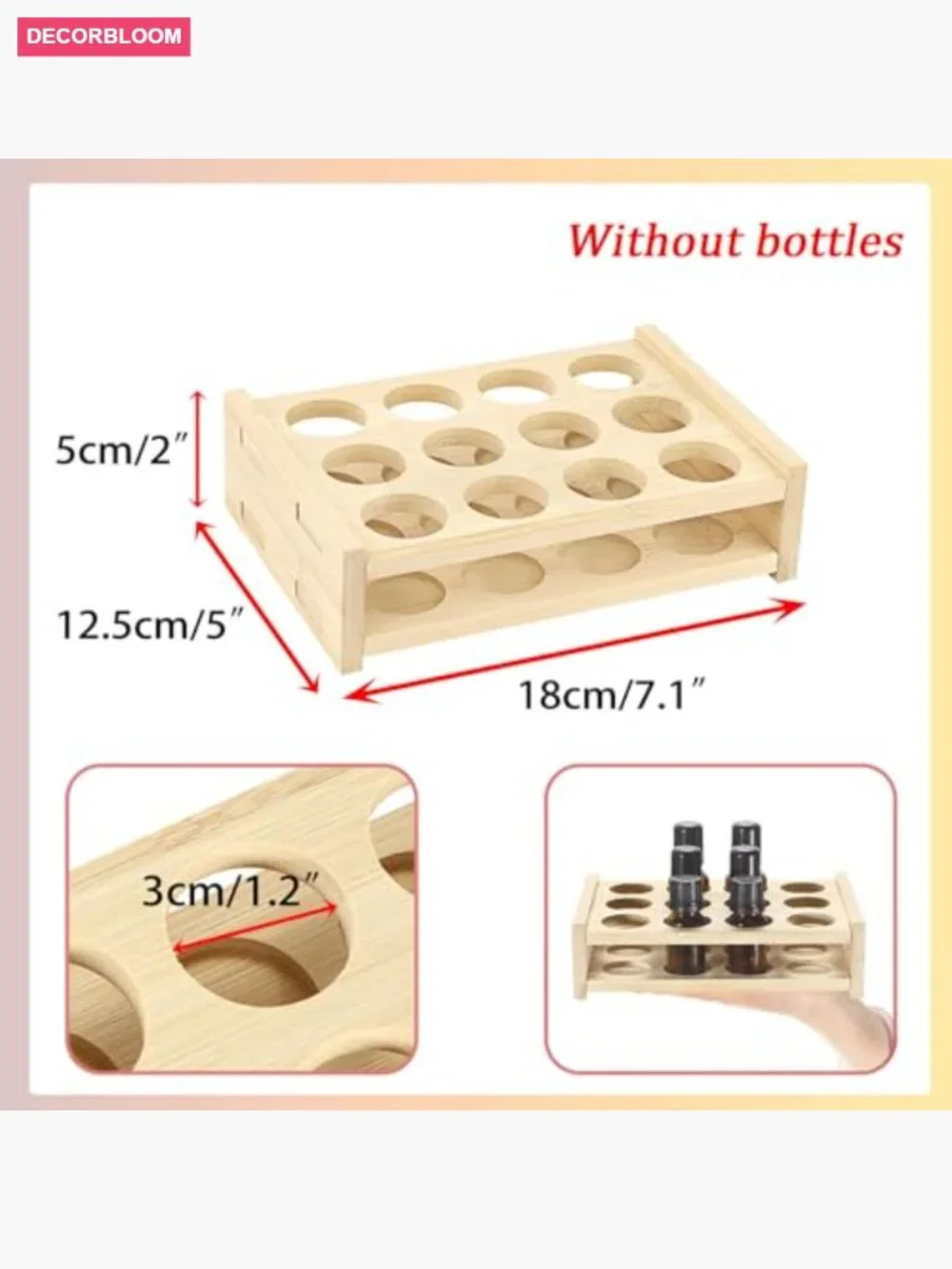 Bamboo Essential Oil Storage Rack 12 Slots Display Stand